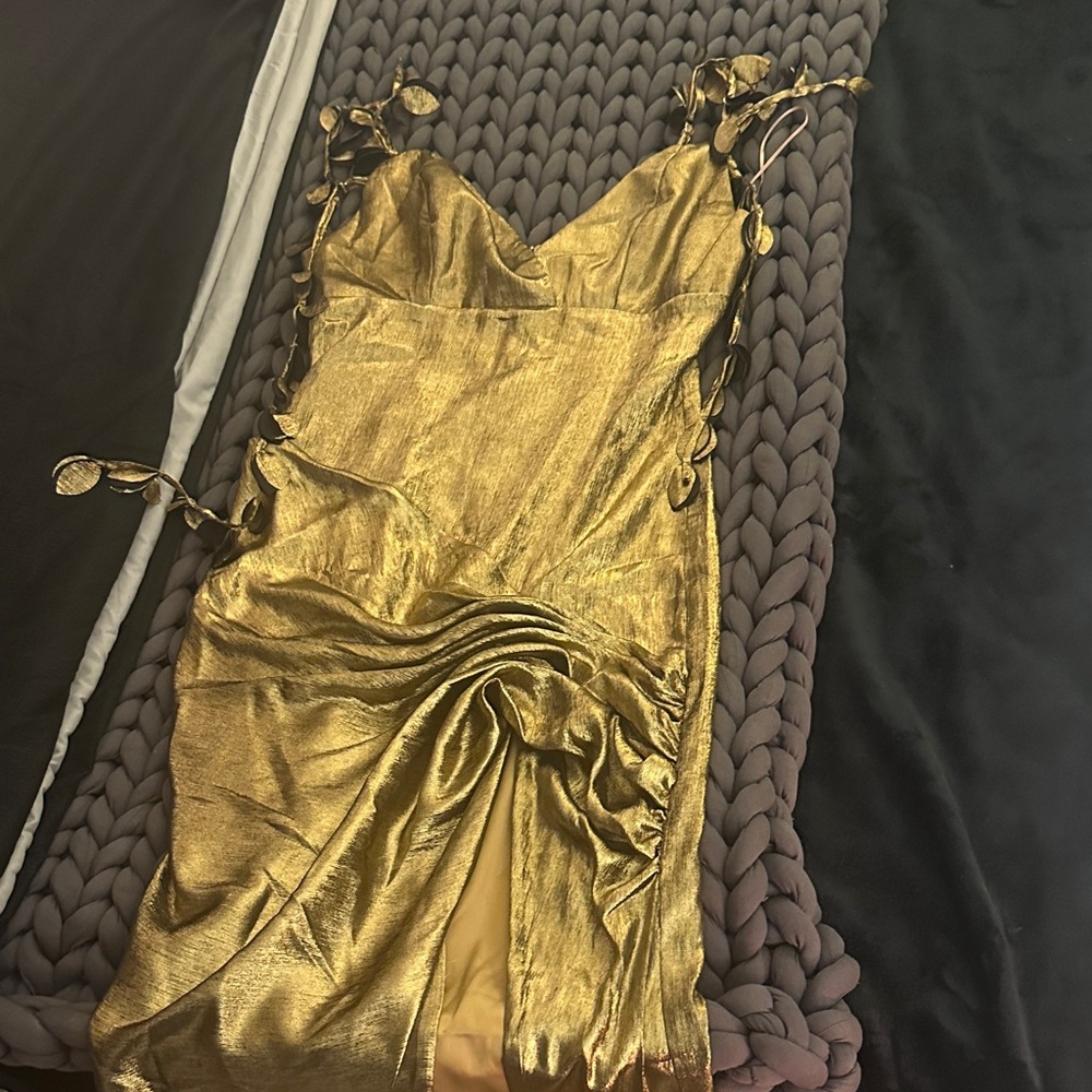 Glamorous Gold Backless Dress